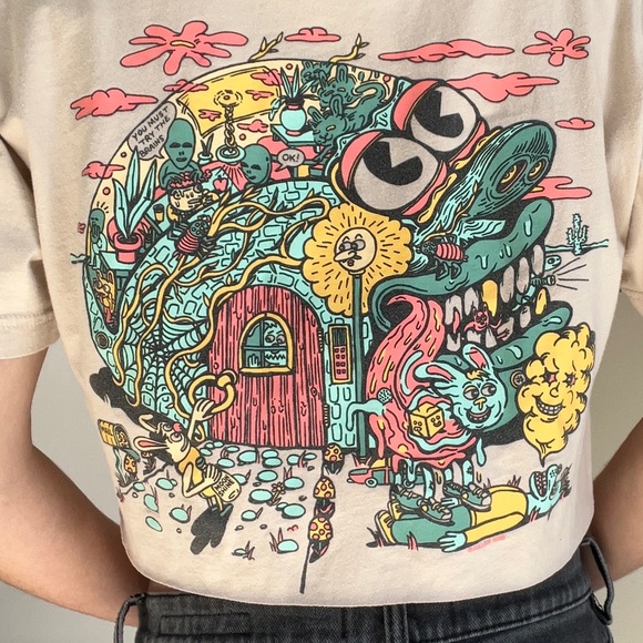 Killer Acid Limited Edition Cropped Graphic Tee Shirt Cut Off - Picture 3 of 6